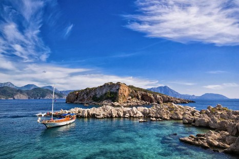 Lagoon with yacht, Turkey